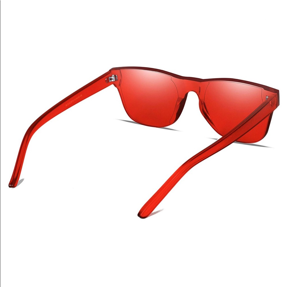 Rimless Wayfarer Sunglasses Retro Red Classic NEW - Picture 4 of 6